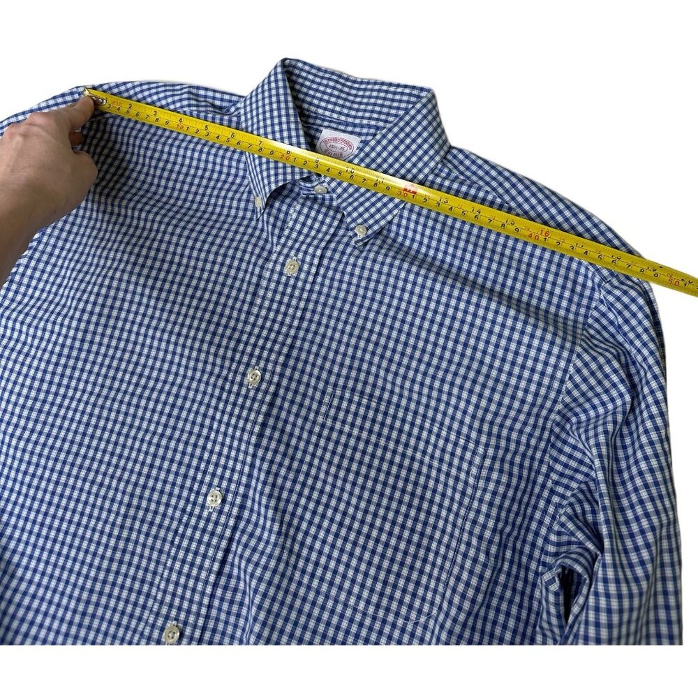 Brooks Brothers Dress Button Down shirt 15.5 35 Madison Fit Men’s Plaid Blue - Picture 5 of 7